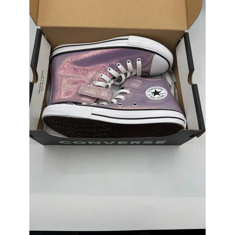 Converse All Star 1V Hi Shoes Kids Size 3 Lilac White Casual A14343C